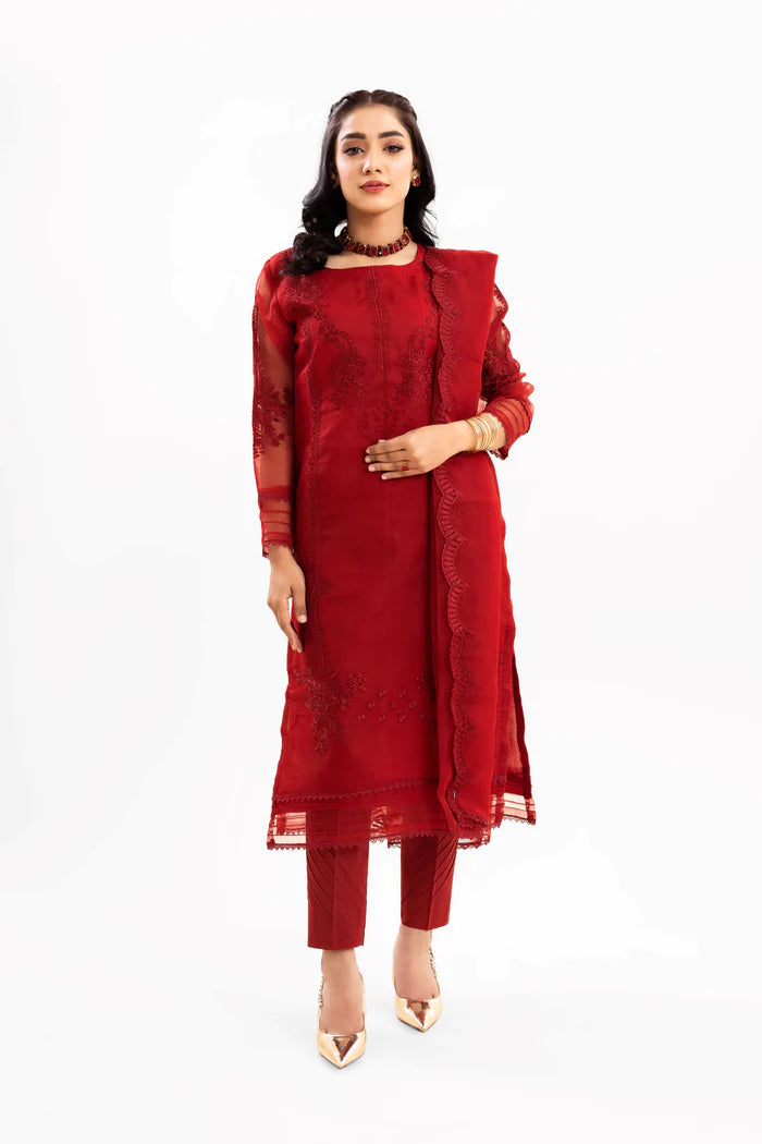 AFREEN- 3PC LUXURY EMBROIDERED SHIRT, TROUSERS WITH EMBROIDERED DUPATTA