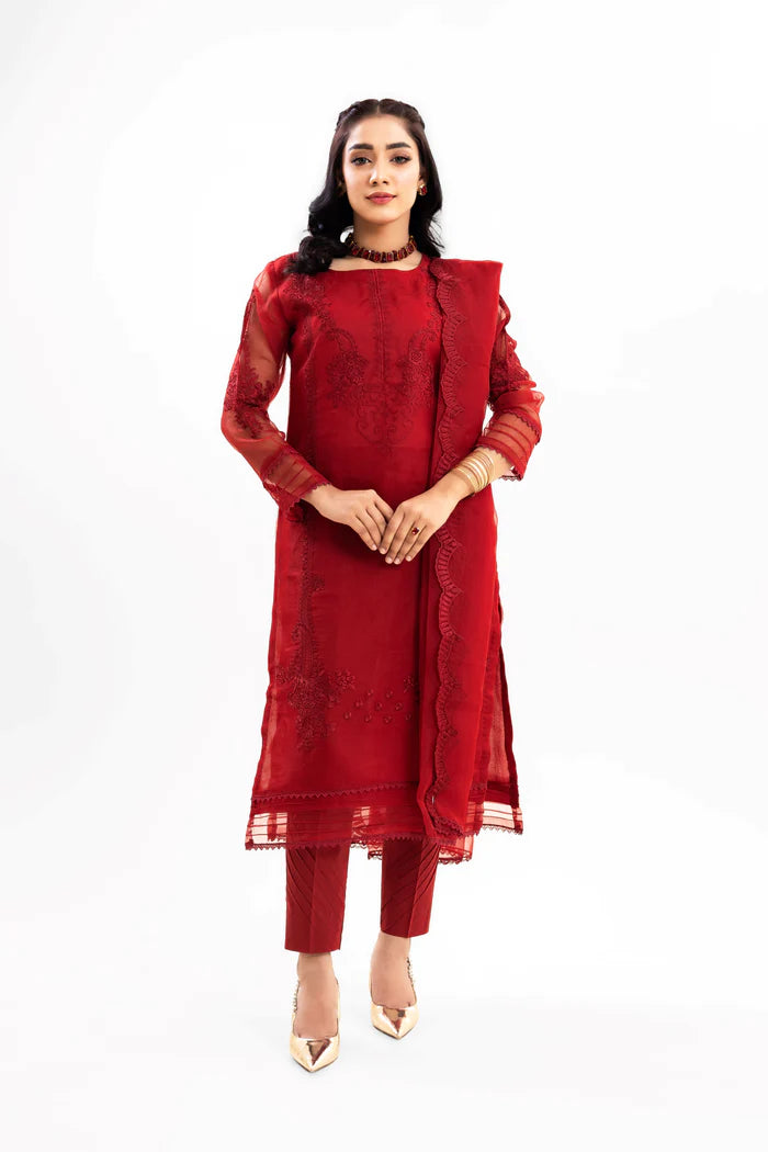AFREEN- 3PC LUXURY EMBROIDERED SHIRT, TROUSERS WITH EMBROIDERED DUPATTA