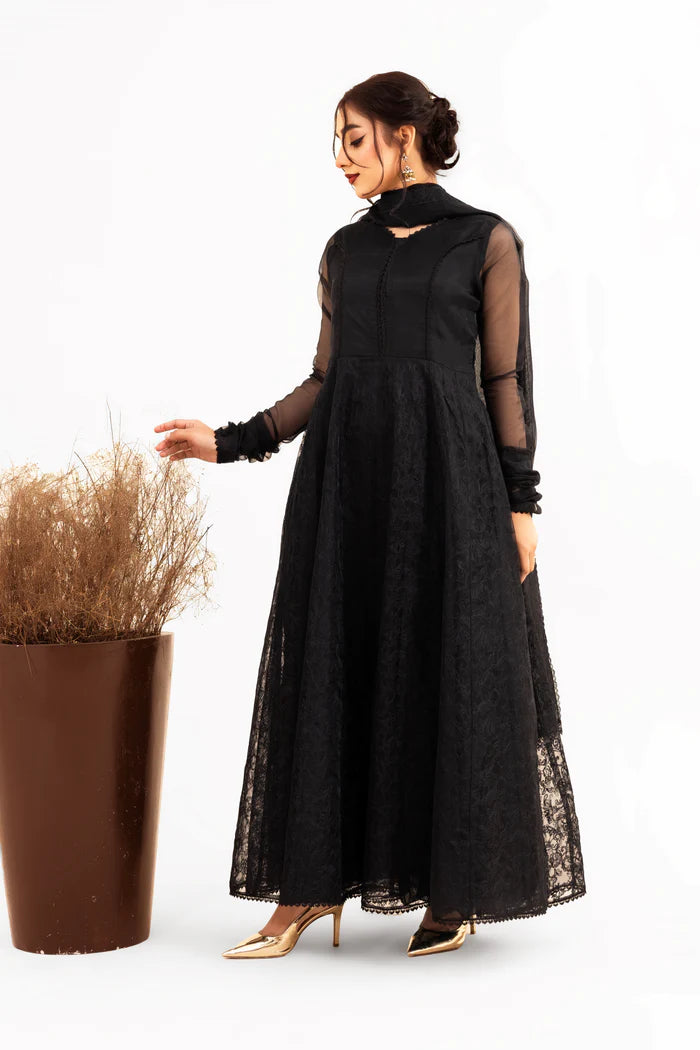 FAIRY- 3PC LUXURY FULLY EMBROIDERED STITCHED 8-PANEL FROCK WITH EMBROIDERED DUPATTA & TROUSERS
