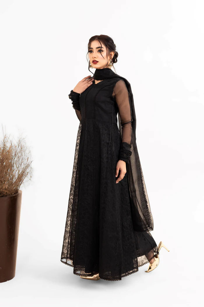FAIRY- 3PC LUXURY FULLY EMBROIDERED STITCHED 8-PANEL FROCK WITH EMBROIDERED DUPATTA & TROUSERS