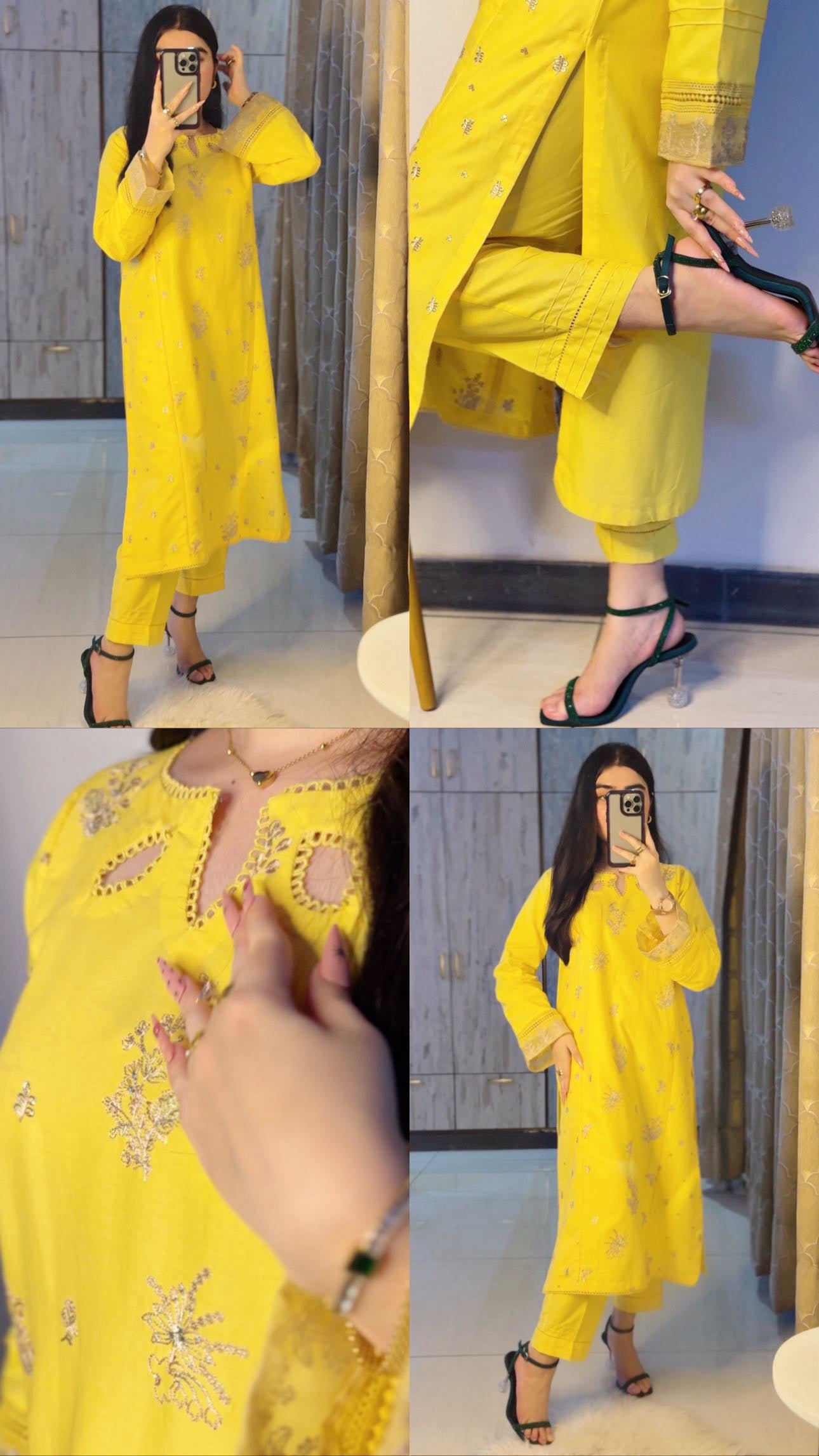 BUTTER-CUP SEQUIN Embroidered 2PC STITCHED DRESS