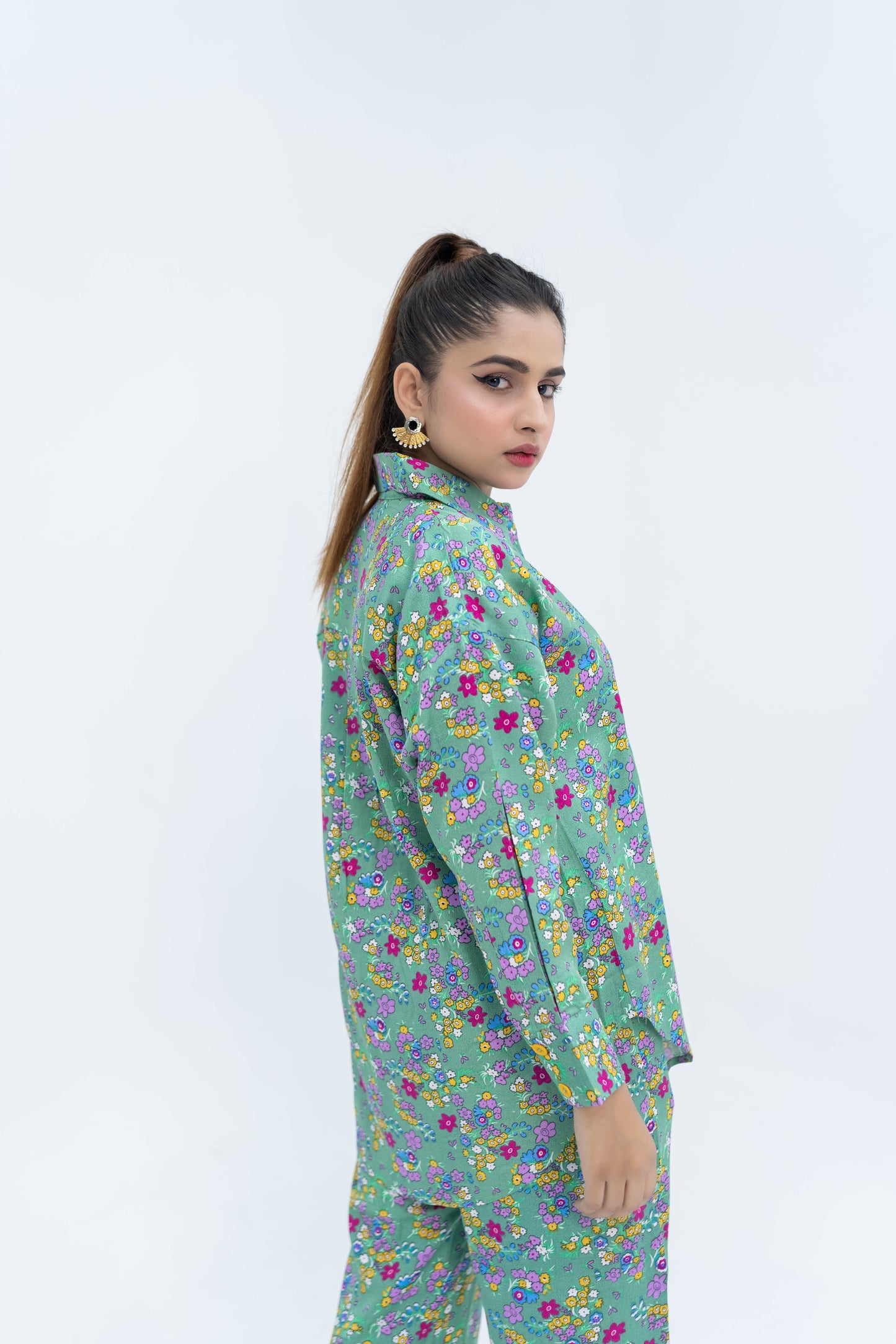 Green Thick Silk Crepe Co-ord Set