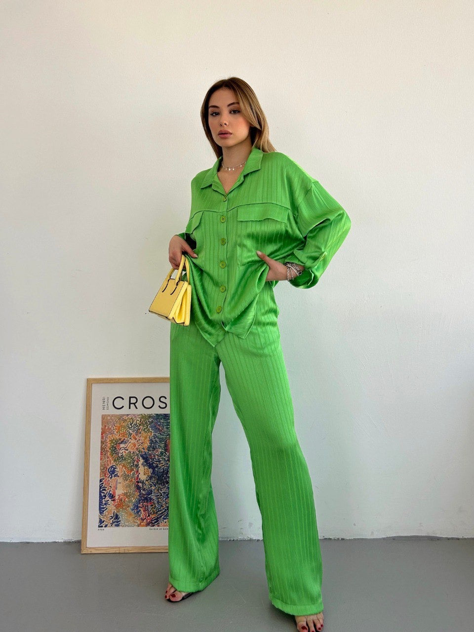 Zara Green Silk Co-ord Set
