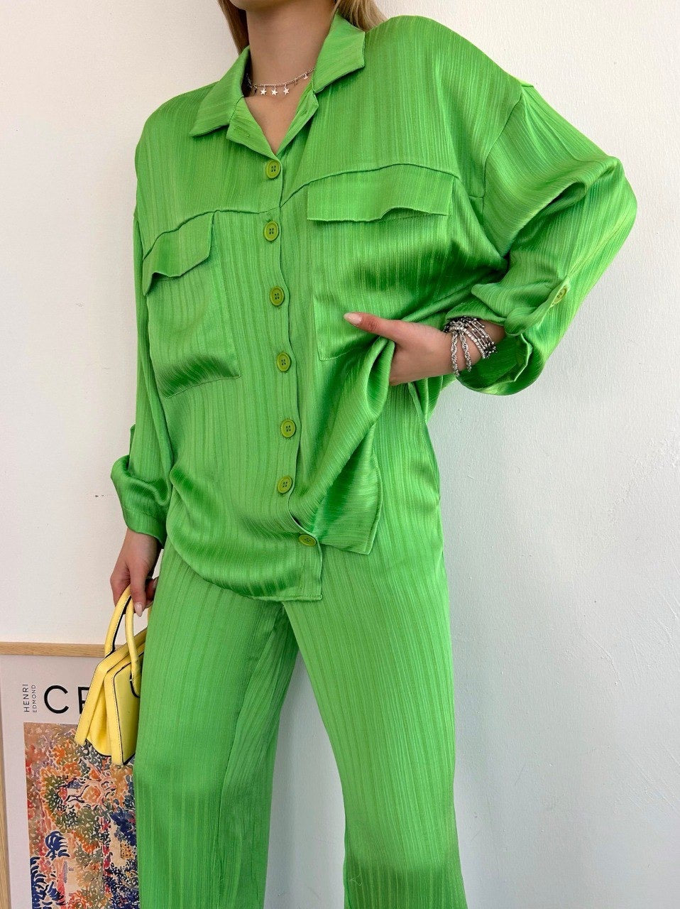 Zara Green Silk Co-ord Set