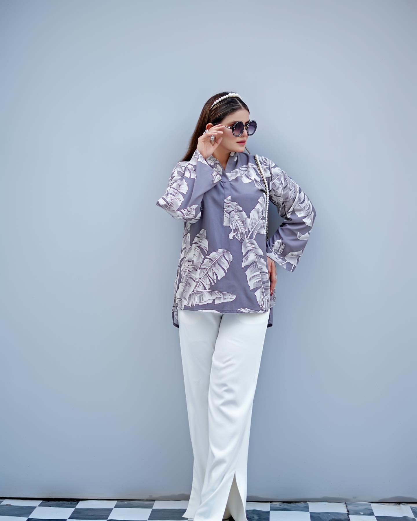 Grey White Leaf Shirt