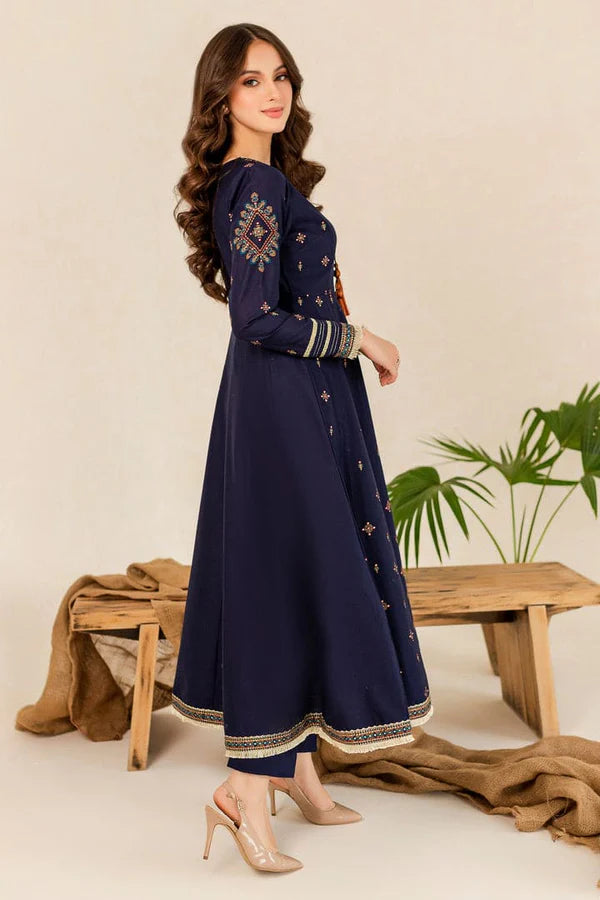 Hareem Embroidered Navy Blue Frock