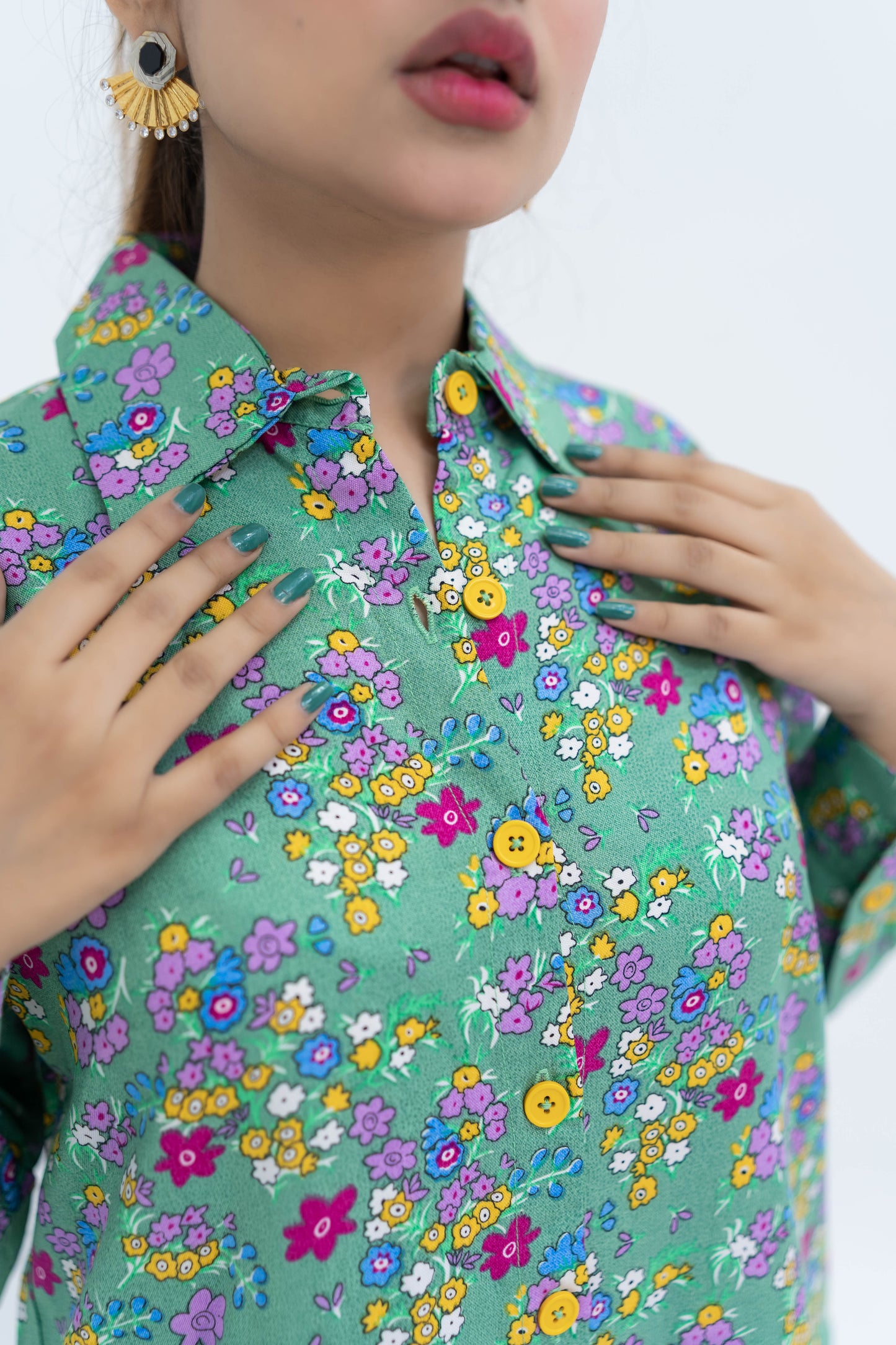 Green Thick Silk Crepe Co-ord Set