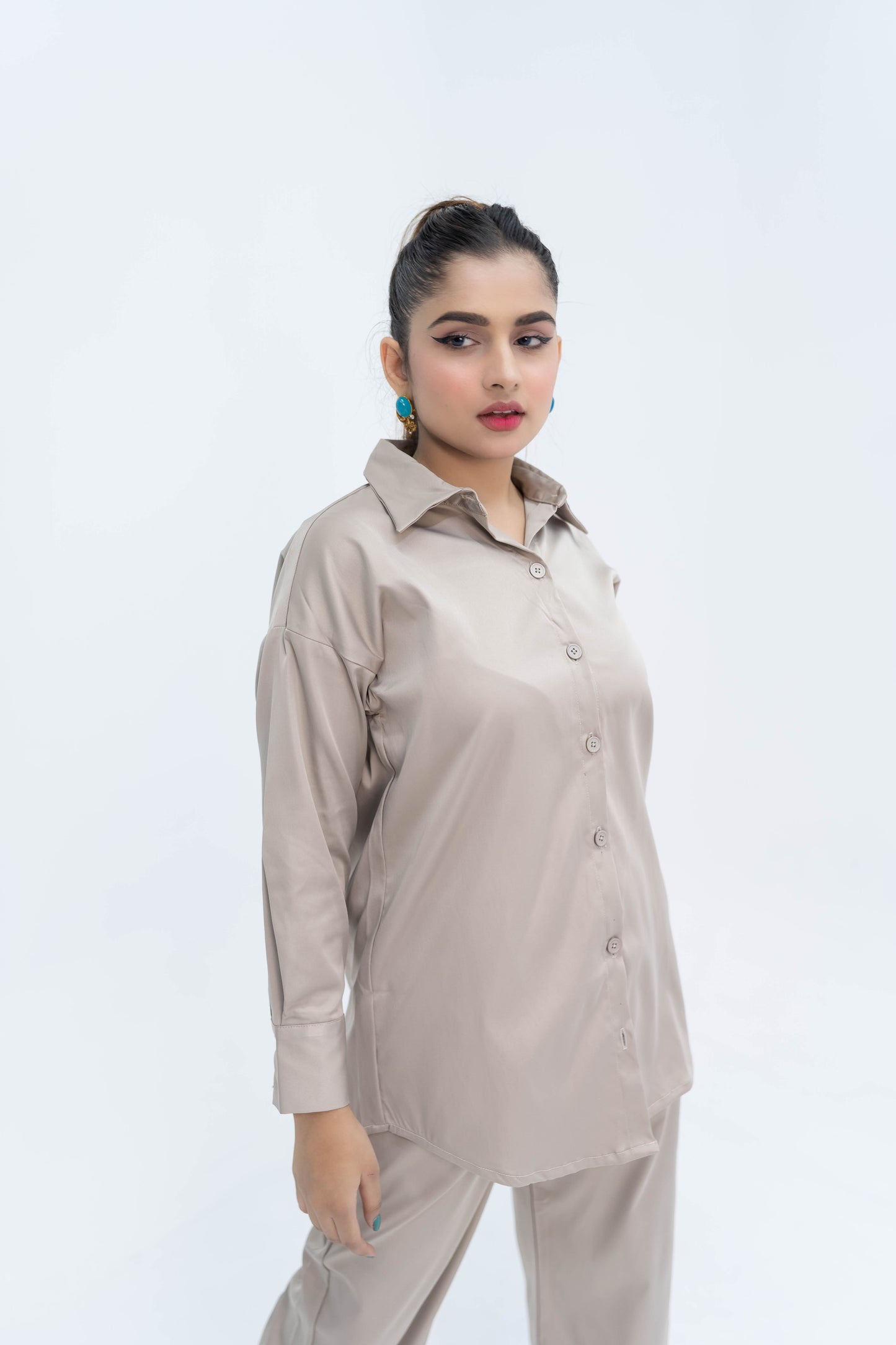 Sand Drop-Shoulder Co-ord Set