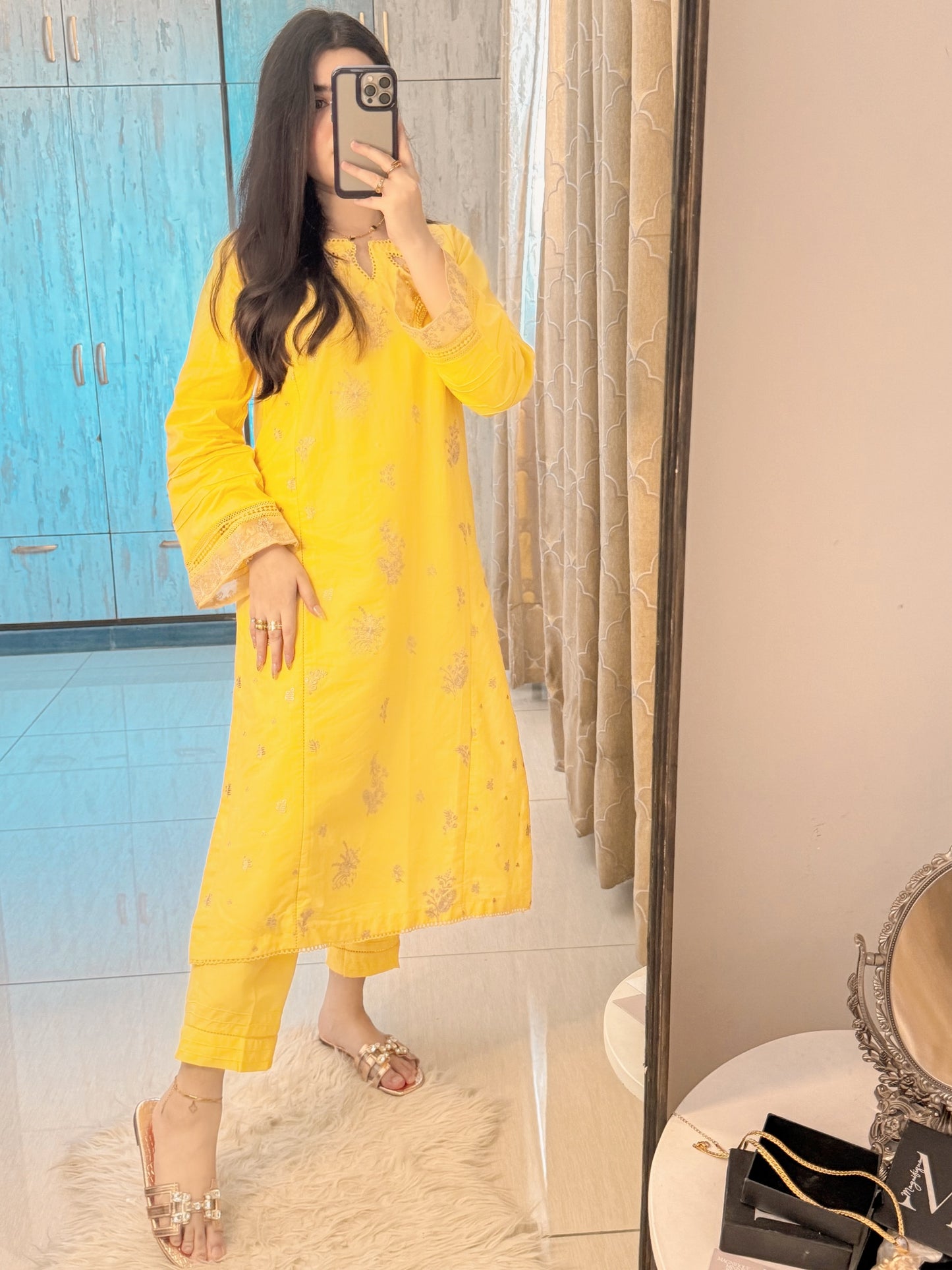 BUTTER-CUP SEQUIN Embroidered 2PC STITCHED DRESS