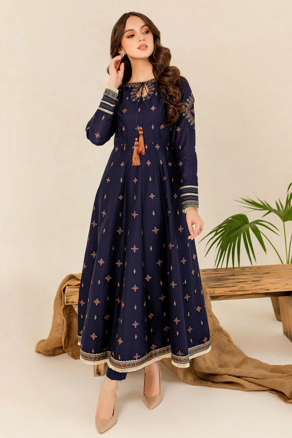 Hareem Embroidered Navy Blue Frock