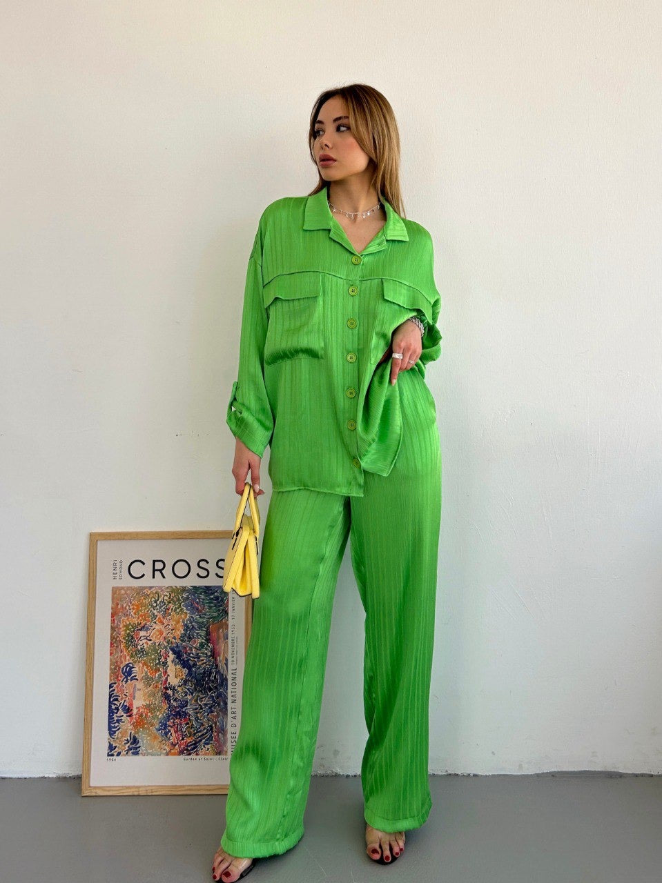 Zara Green Silk Co-ord Set