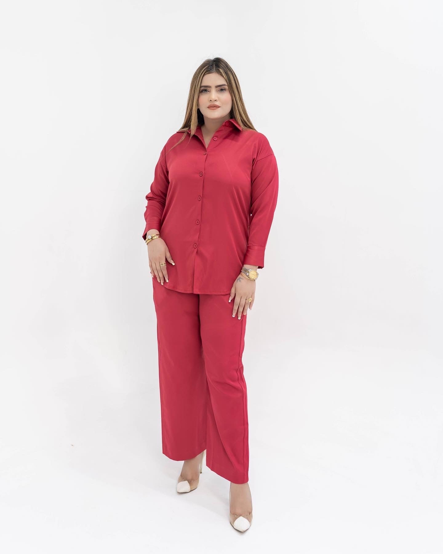Maroon Faux Leather Co-ord Set