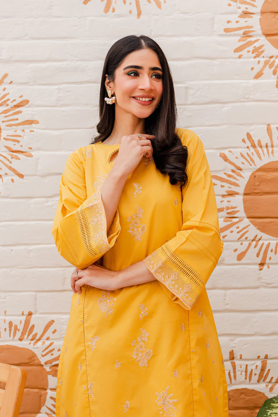 BUTTER-CUP SEQUIN Embroidered 2PC STITCHED DRESS