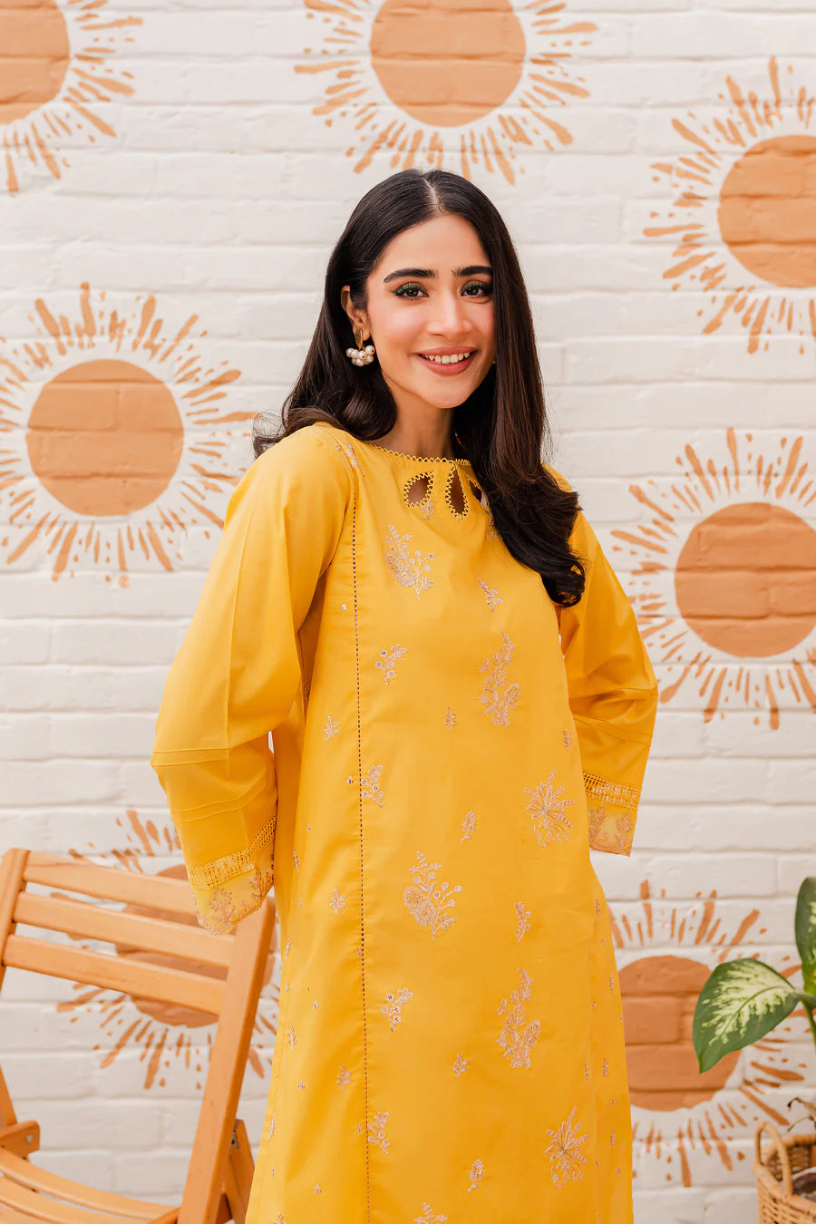 BUTTER-CUP SEQUIN Embroidered 2PC STITCHED DRESS