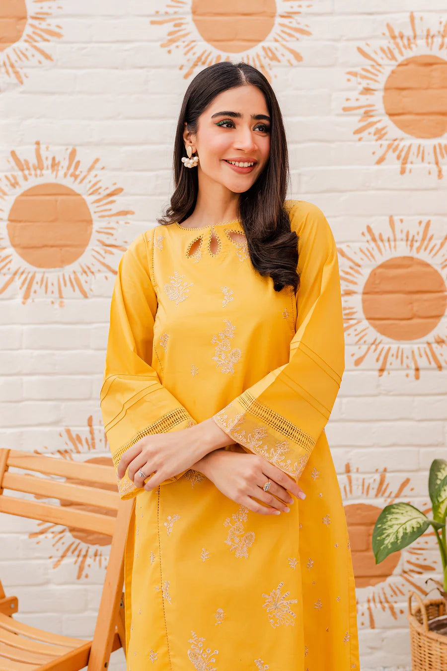 BUTTER-CUP SEQUIN Embroidered 2PC STITCHED DRESS