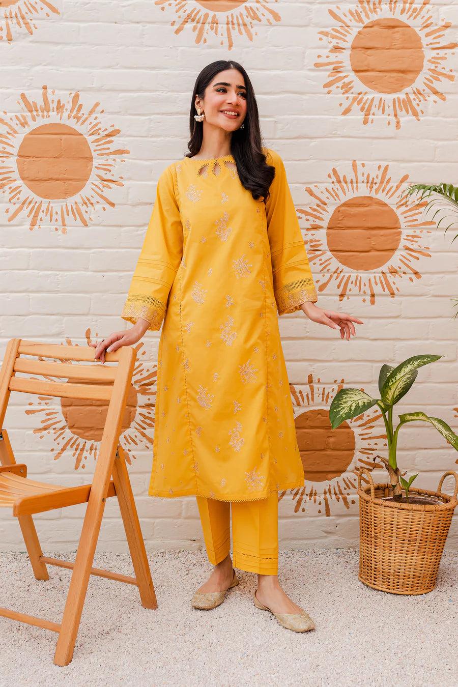BUTTER-CUP SEQUIN Embroidered 2PC STITCHED DRESS