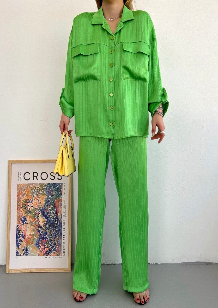 Zara Green Silk Co-ord Set
