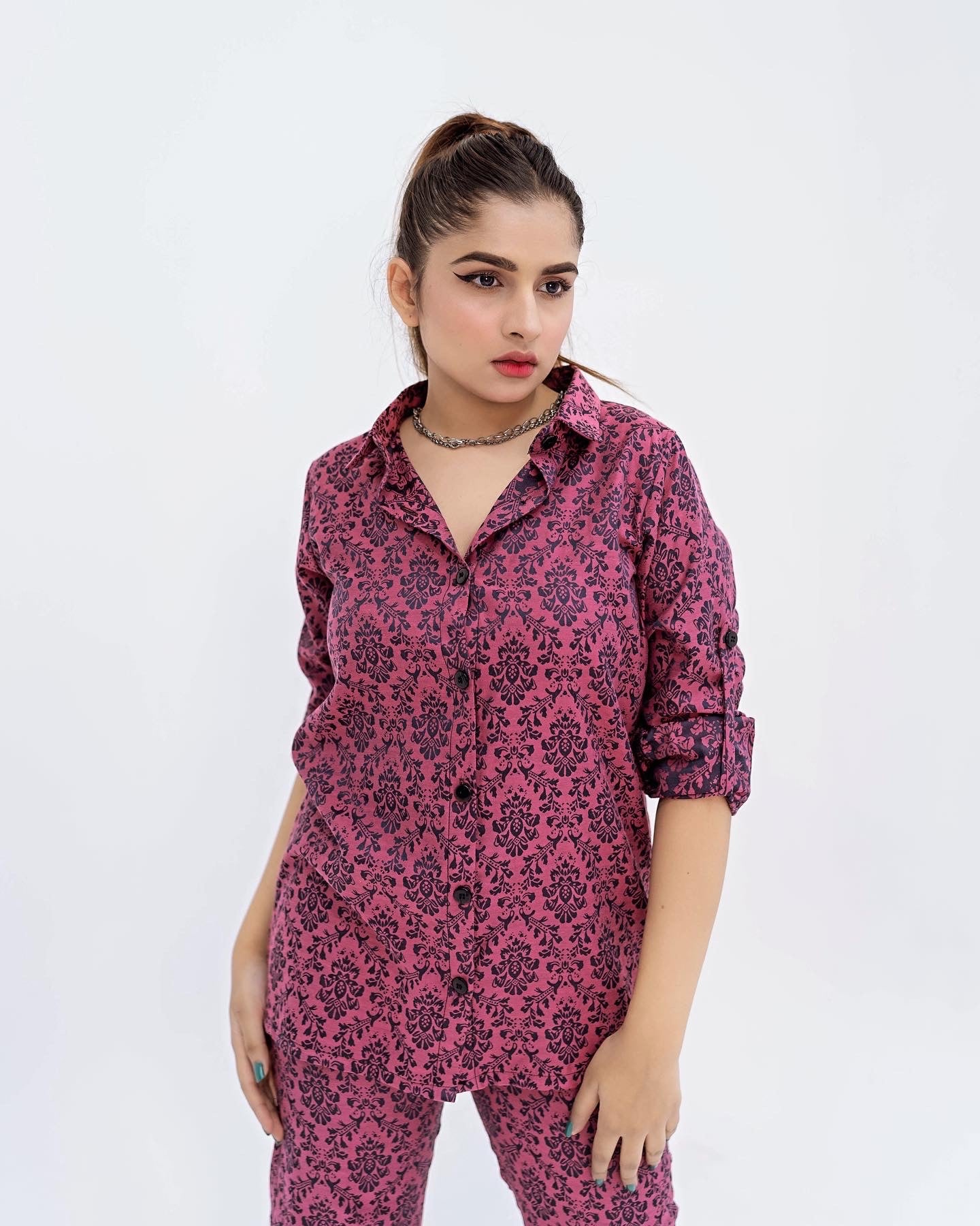 Magenta Jacquard Co-ord Set