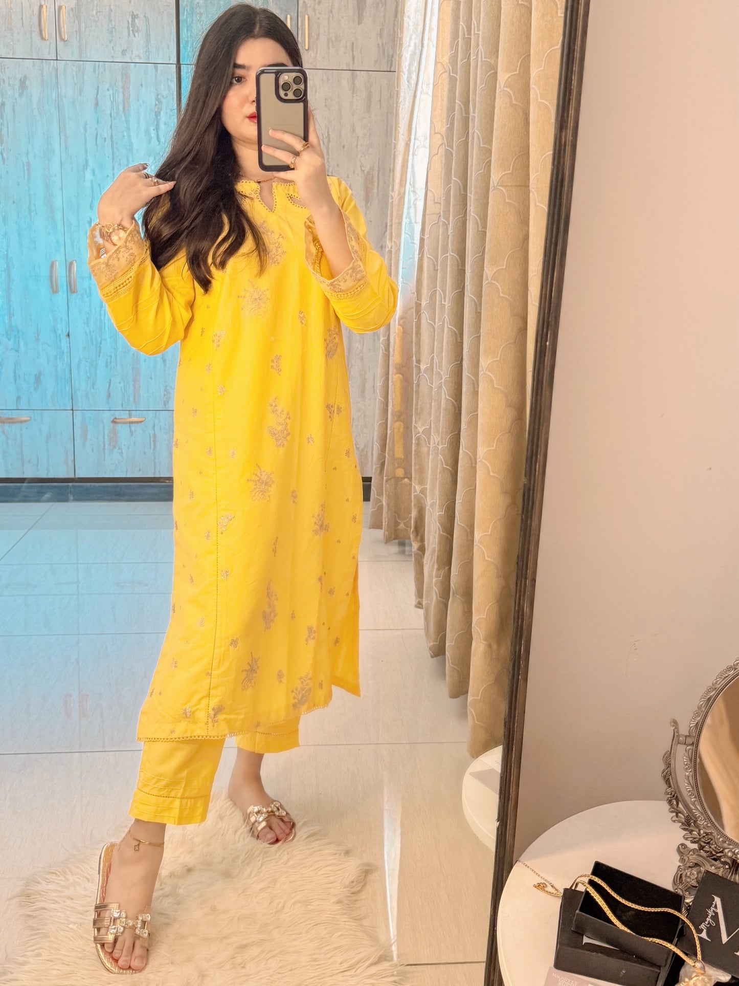 BUTTER-CUP SEQUIN Embroidered 2PC STITCHED DRESS