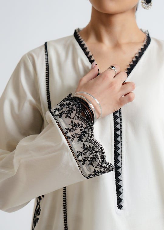 DOVE AIR-LINE STITCHED DRESS (Embroidered Trousers).