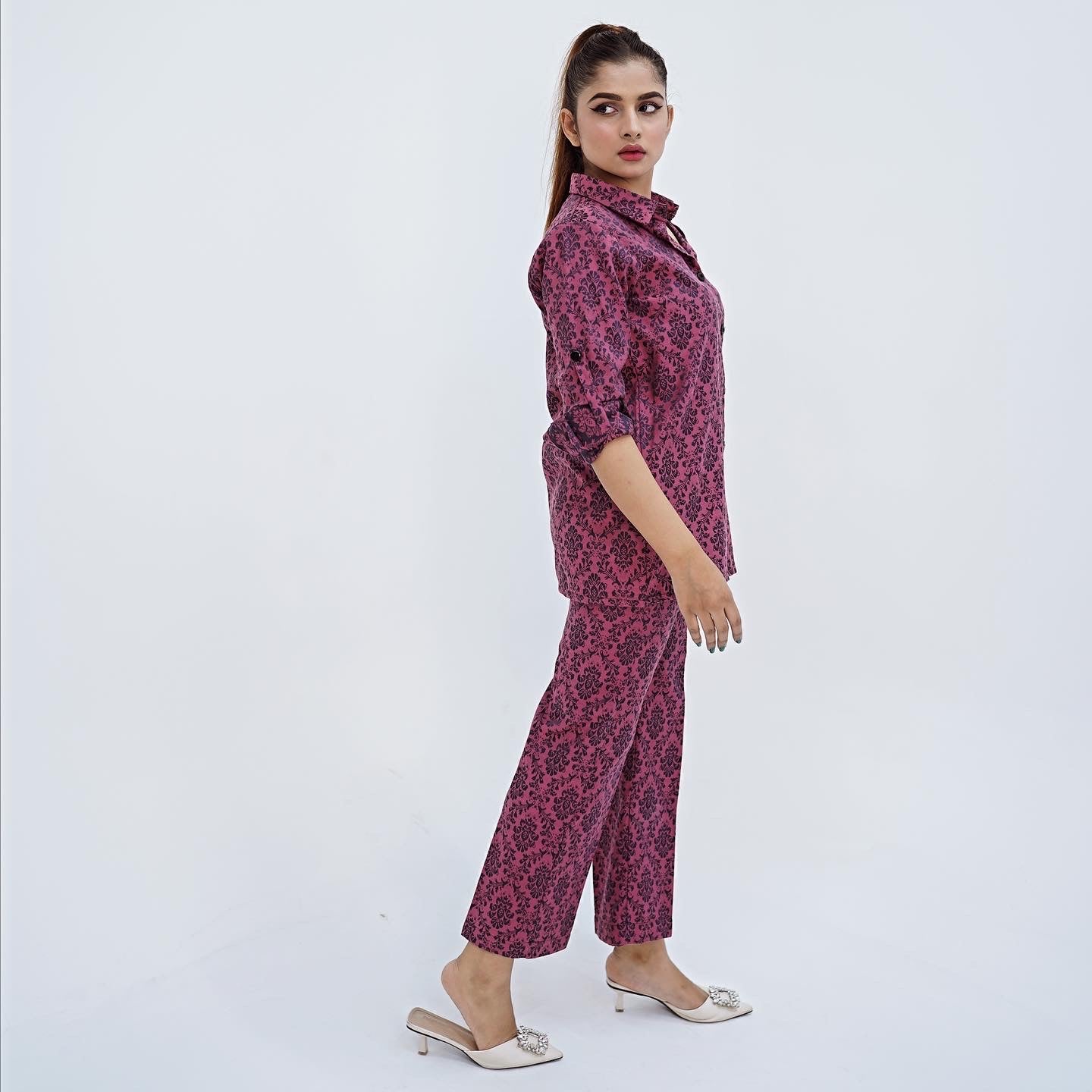 Magenta Jacquard Co-ord Set