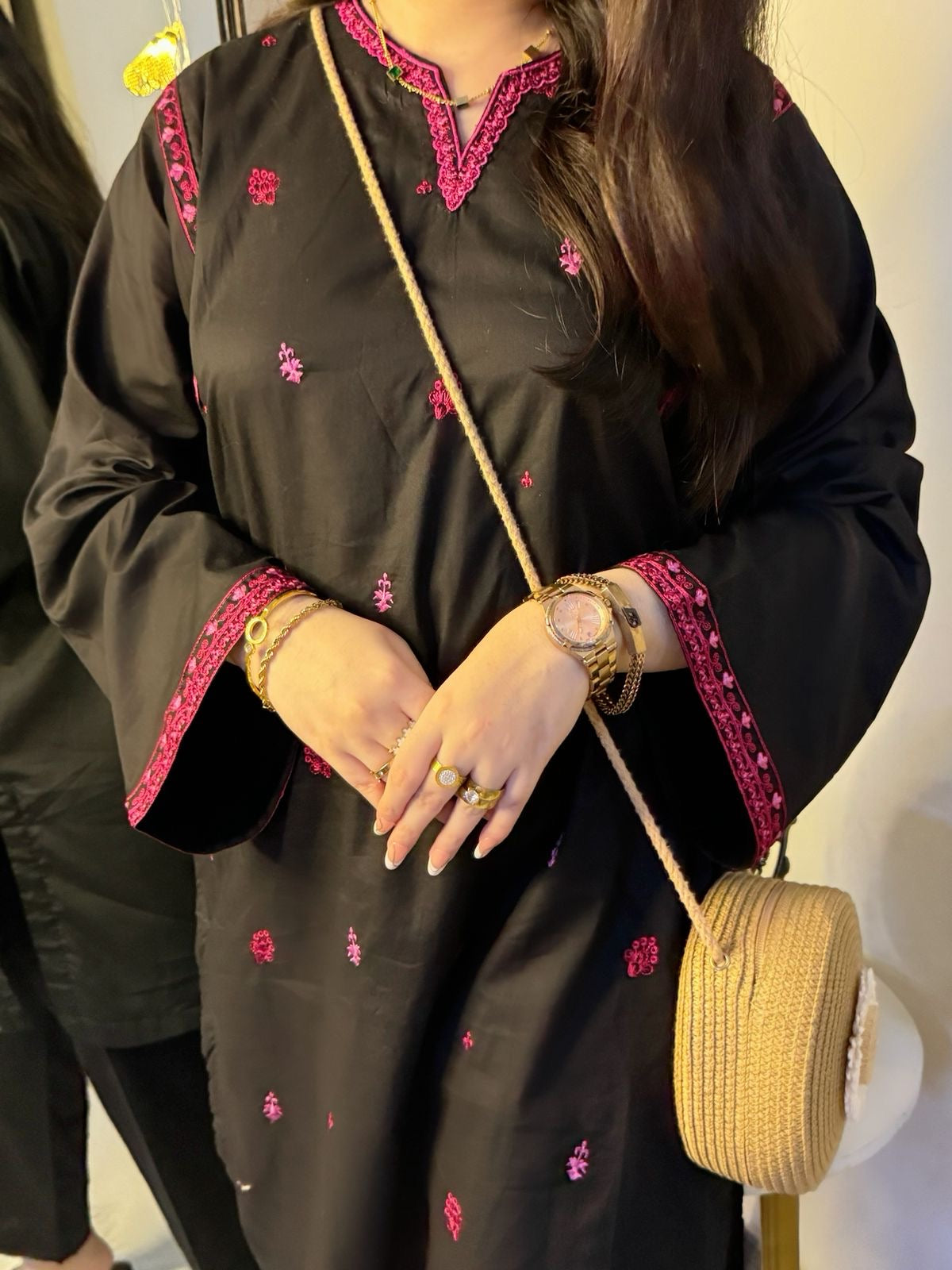 GULAAL BLACK EMBROIDERED STITCHED DRESS
