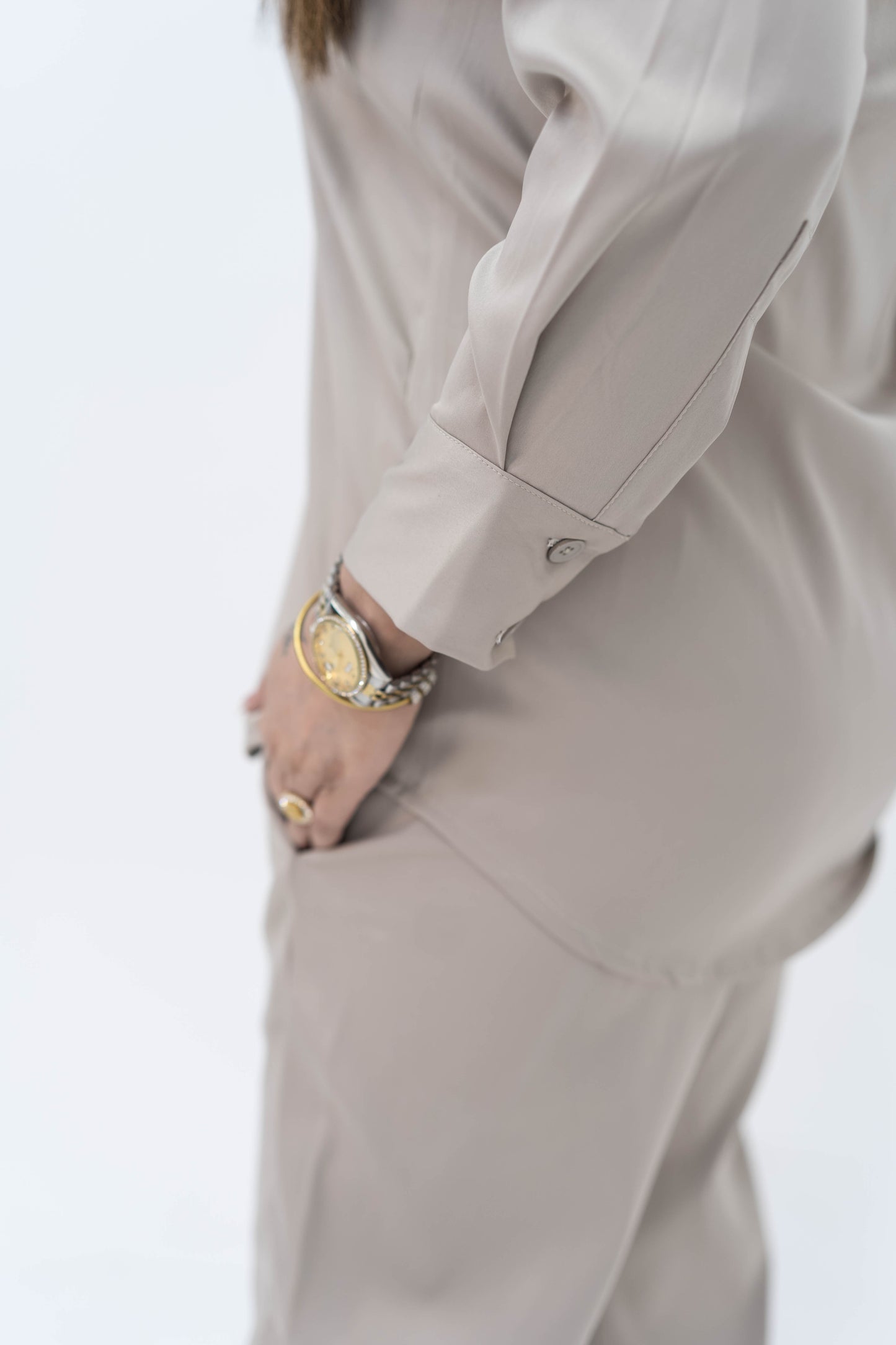 Sand Drop-Shoulder Co-ord Set