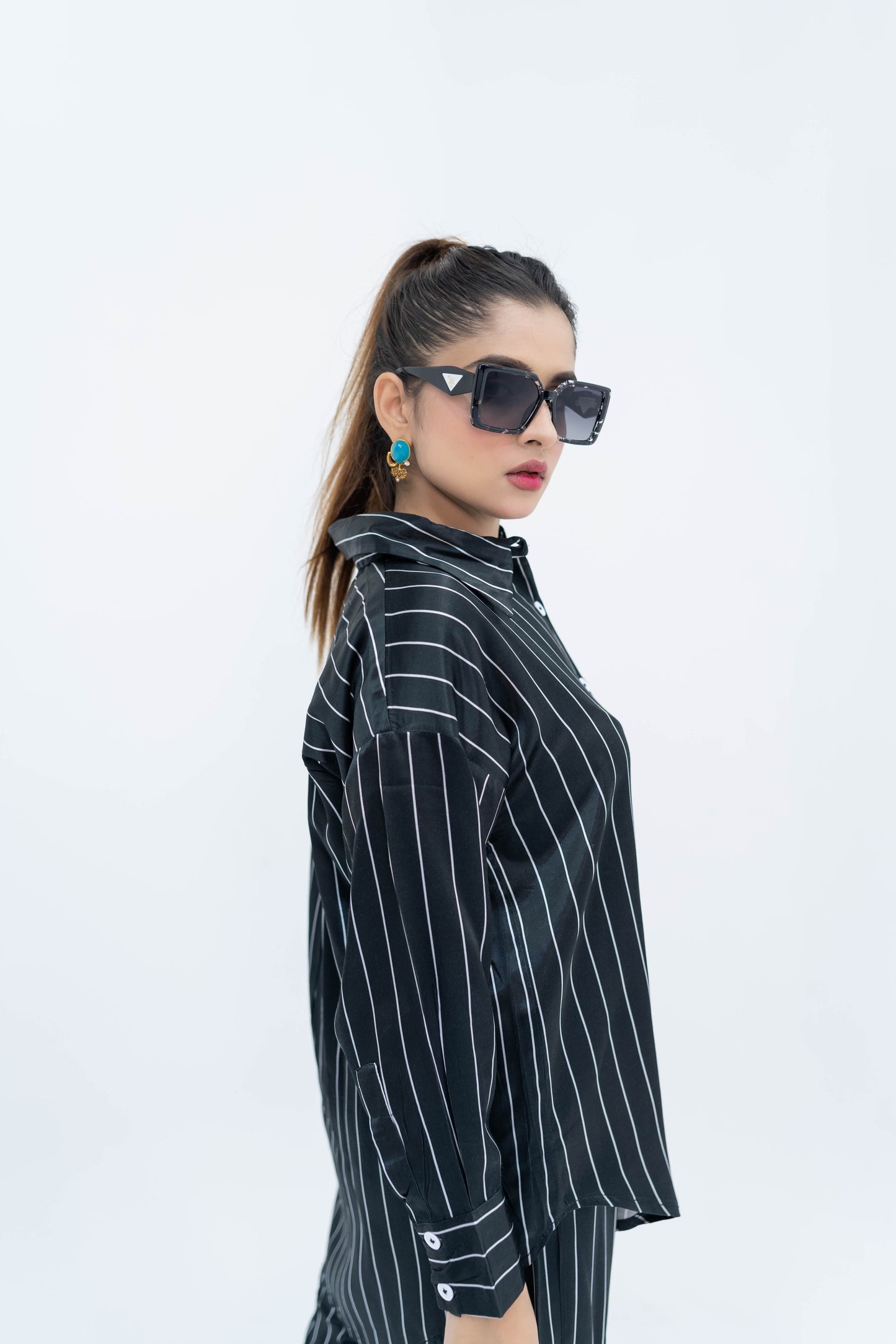 White Lining- Black Silk Co-ord
