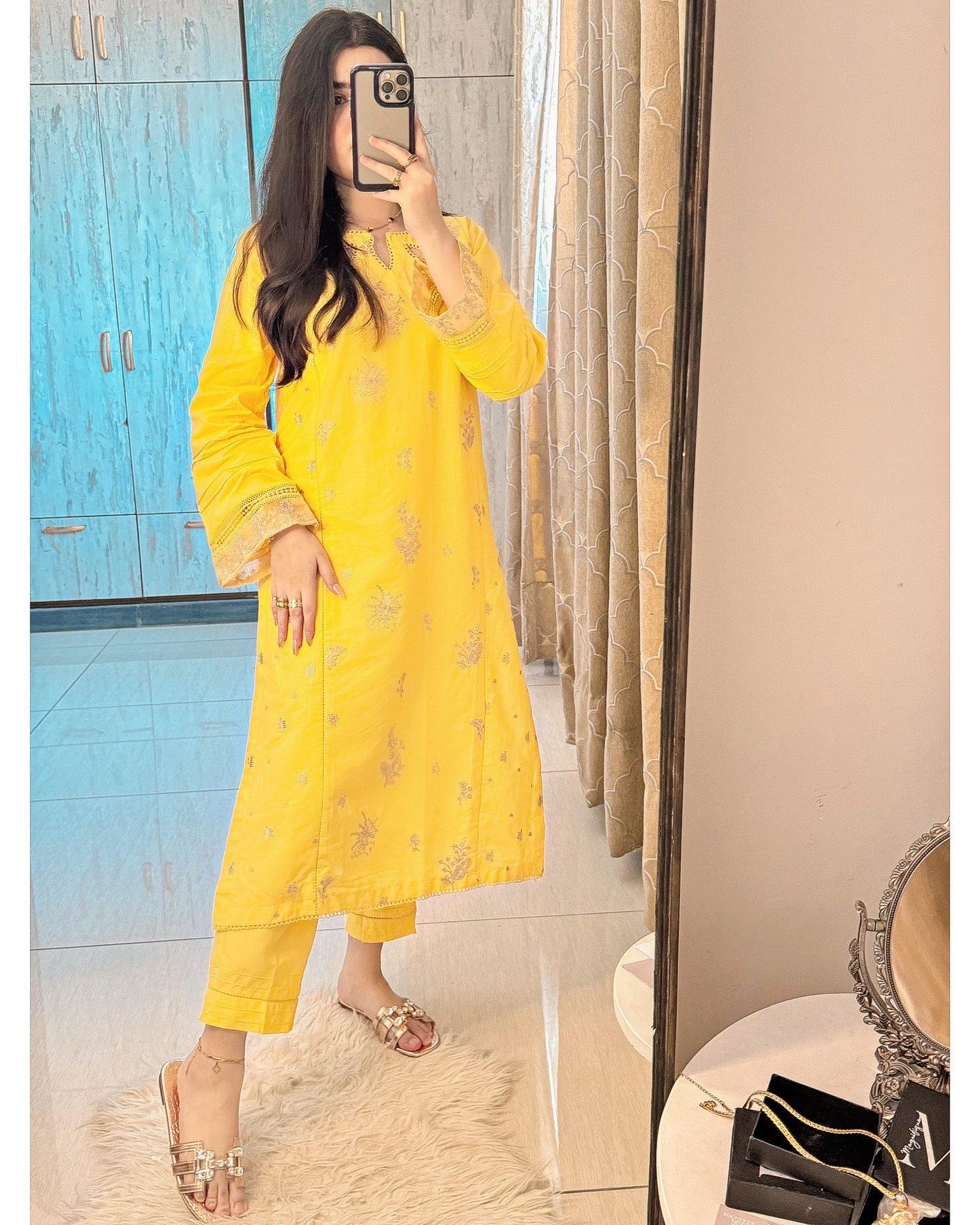 BUTTER-CUP SEQUIN Embroidered 2PC STITCHED DRESS