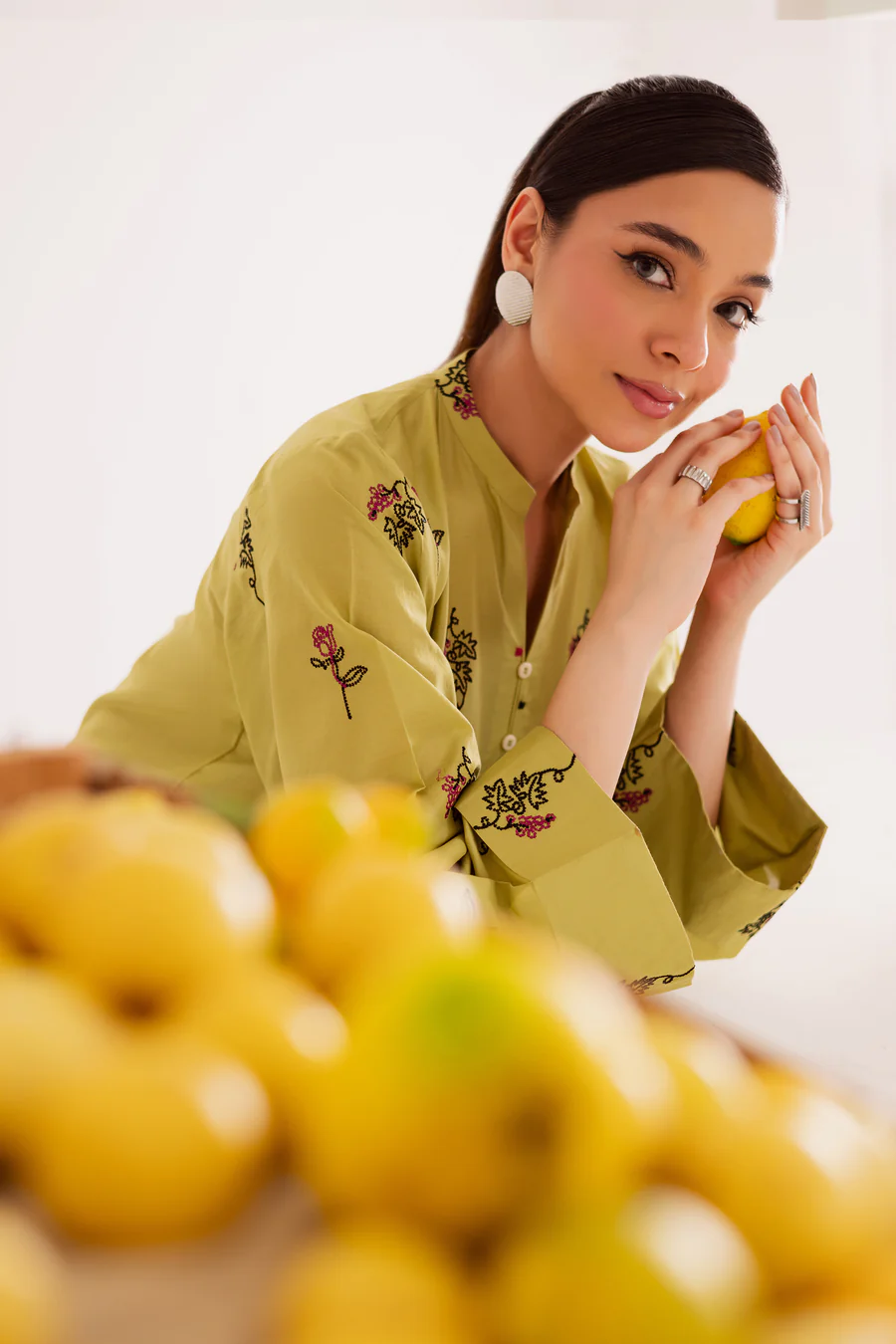 ANSA Apple Green Embroidered2Pc