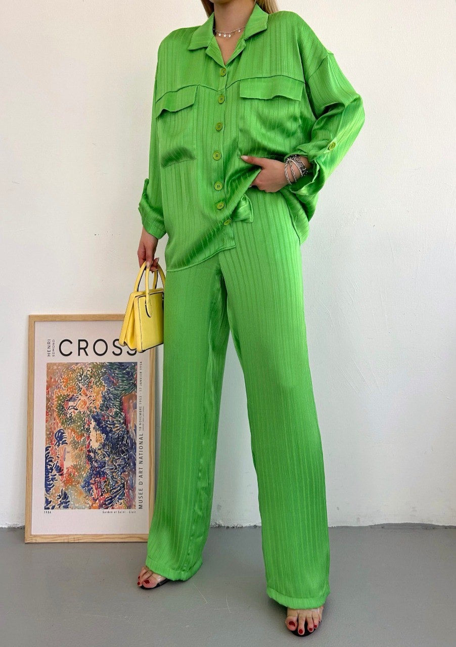 Zara Green Silk Co-ord Set