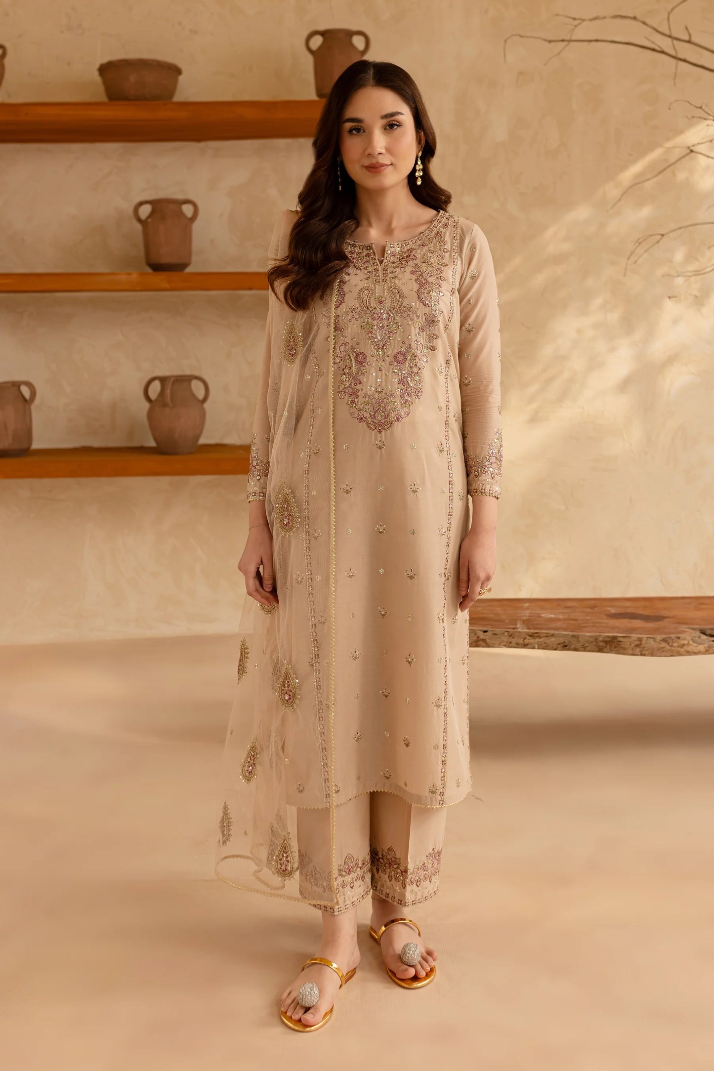 AURINA- 3PC EMBROIREDED DRESS