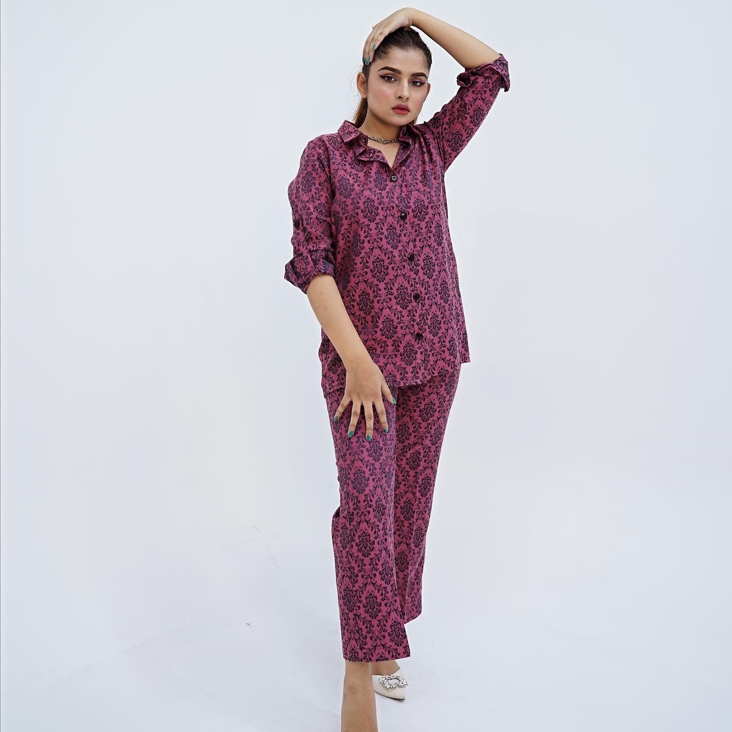 Magenta Jacquard Co-ord Set