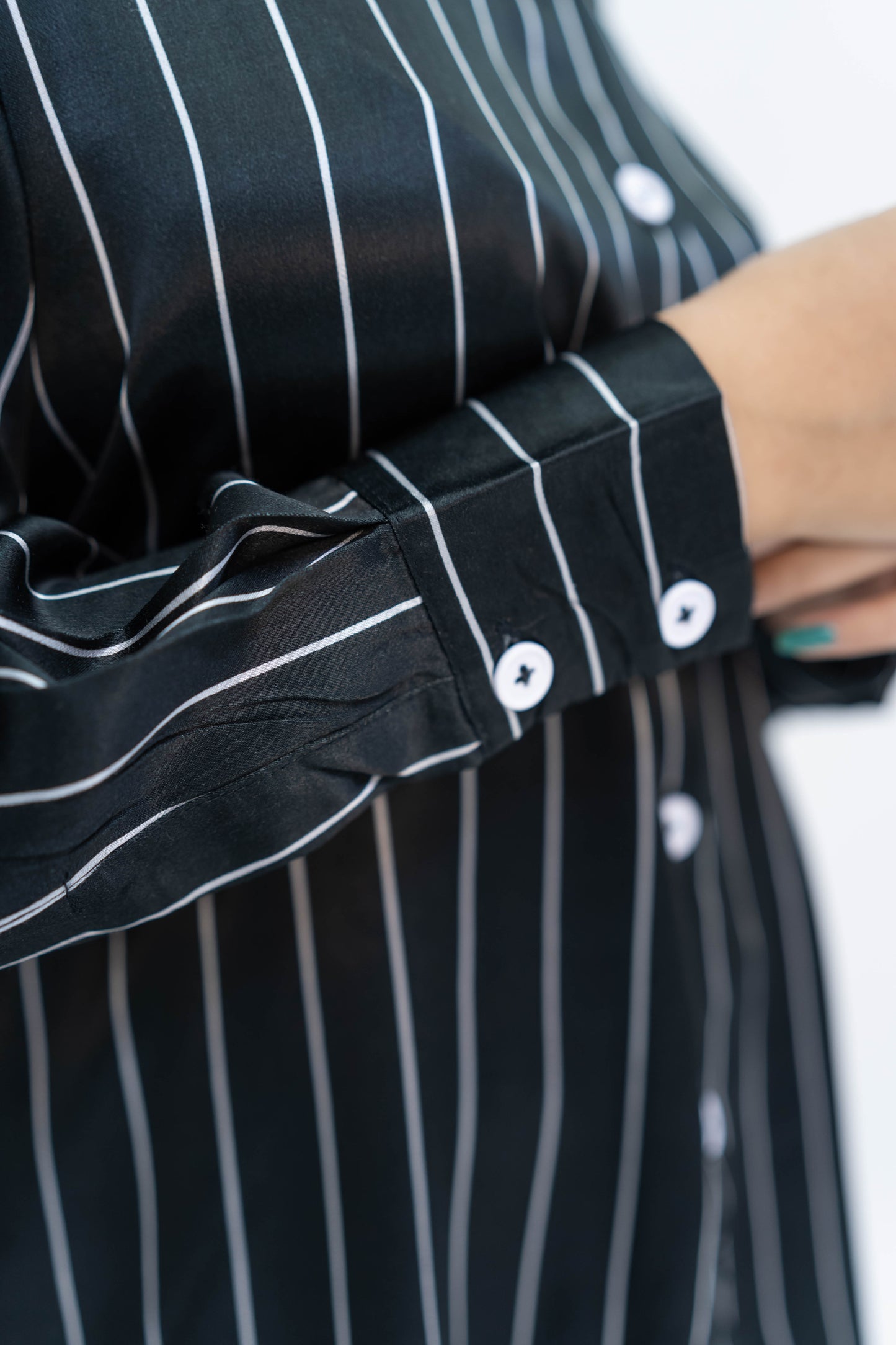 White Lining- Black Silk Co-ord