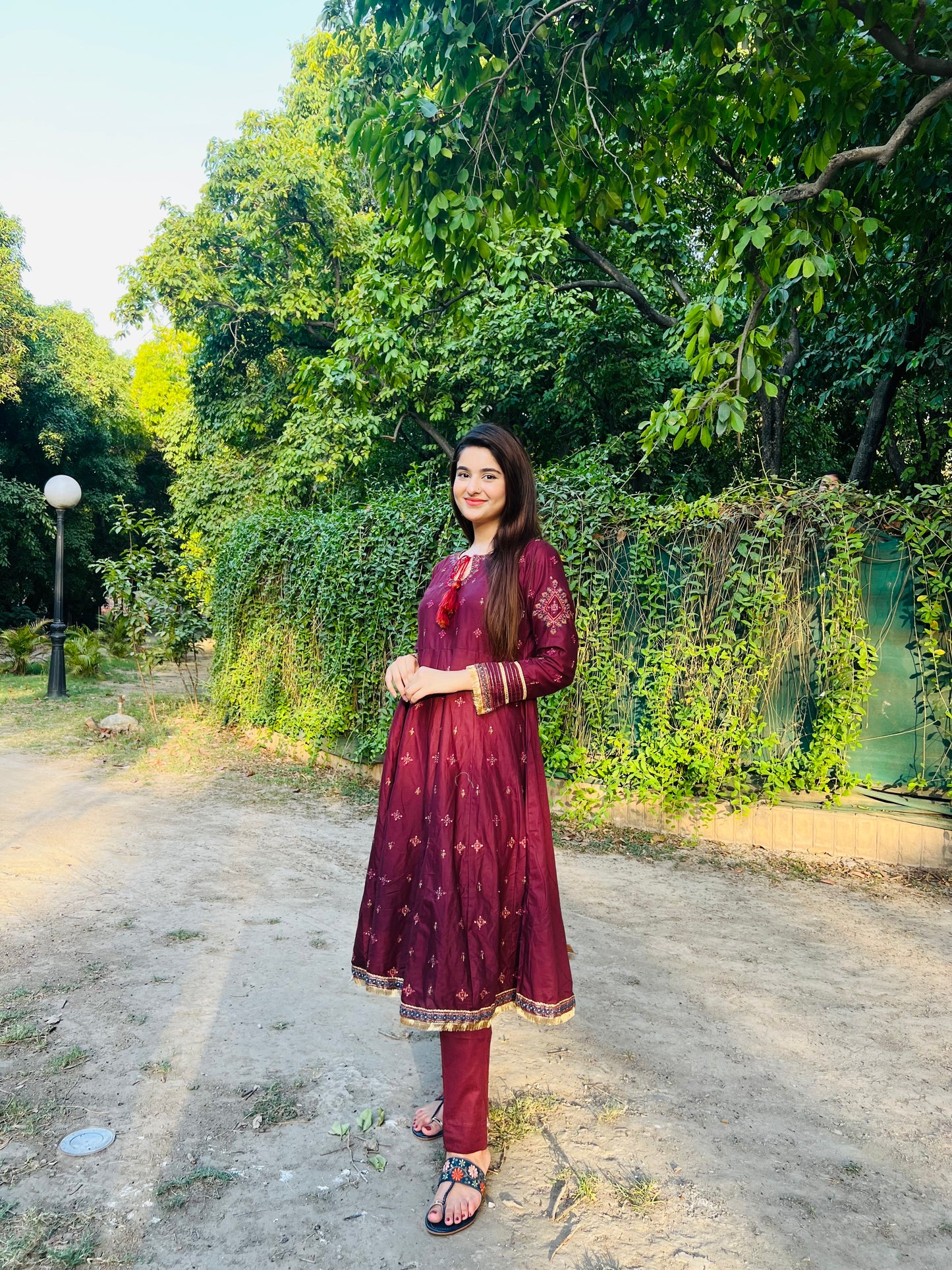 HREEM Maroon Embroidered Frock