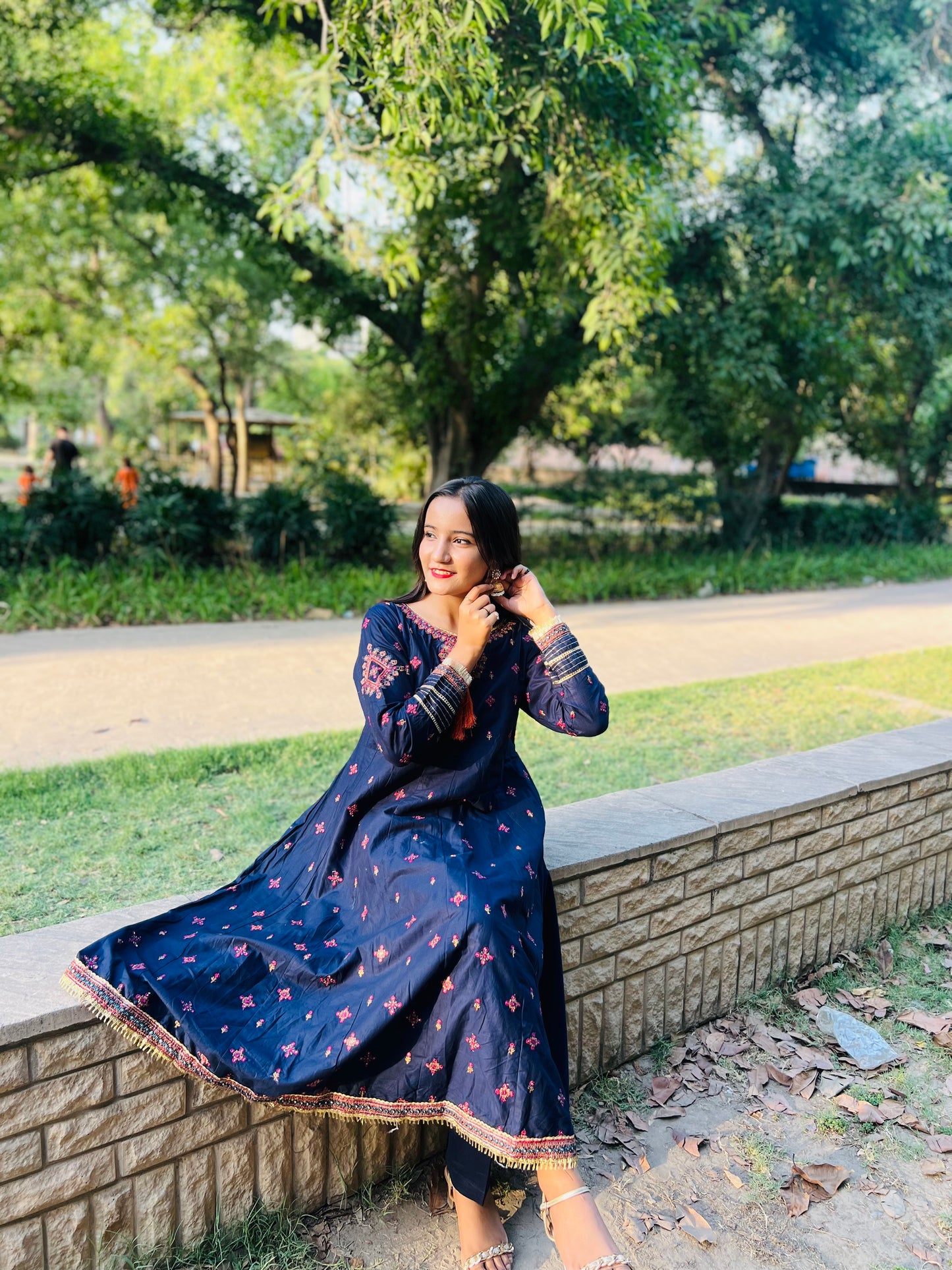 HREEM Maroon Embroidered Frock