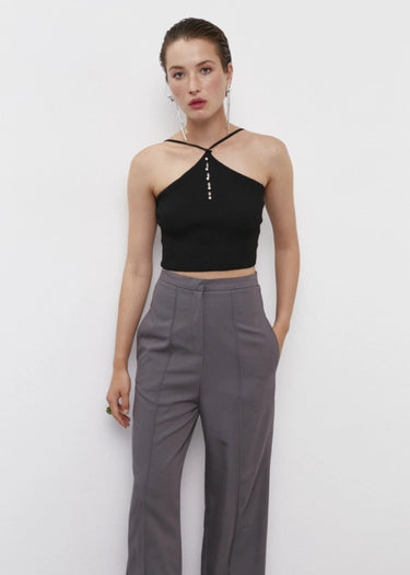 Stone Detailed Crop Top