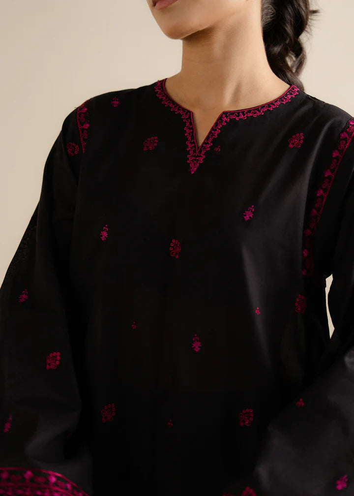 GULAAL BLACK EMBROIDERED STITCHED DRESS