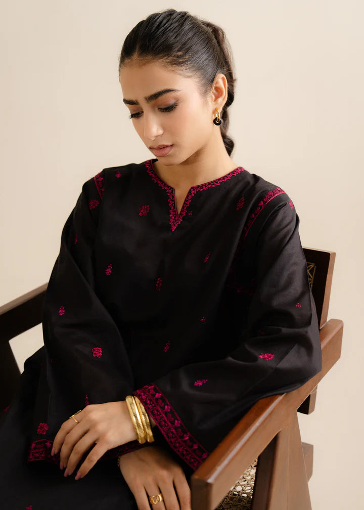 GULAAL BLACK EMBROIDERED STITCHED DRESS