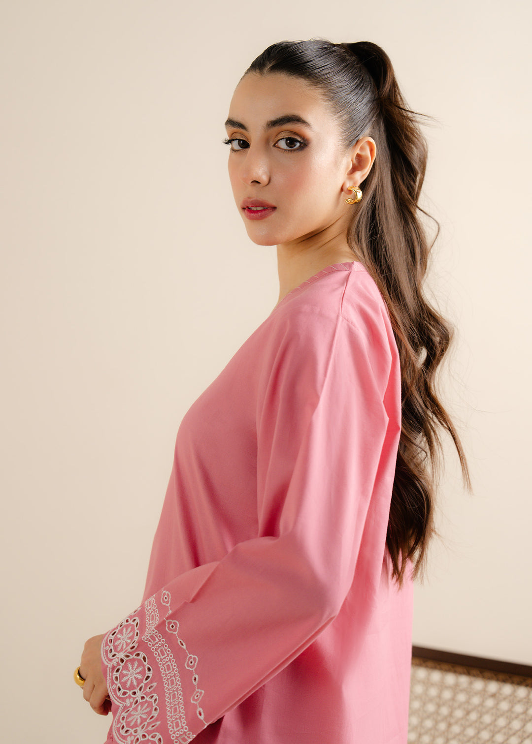 FLAMINGO-CHIKEN KARI EMBROIDERED DRESS