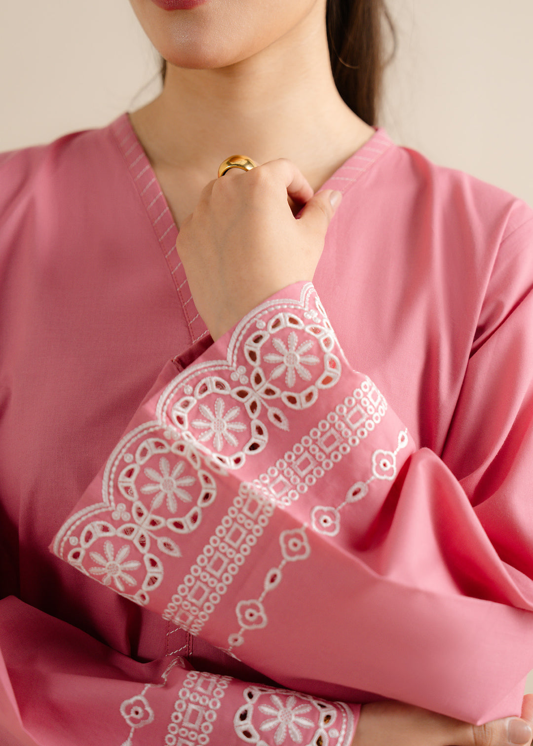 FLAMINGO-CHIKEN KARI EMBROIDERED DRESS