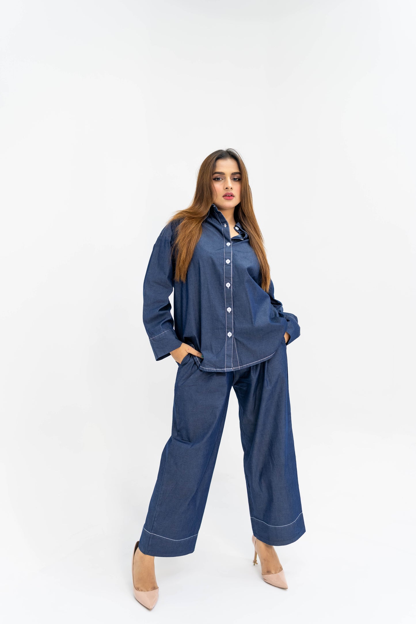 Best Seller Denim Drop Shoulder Co-ord Set