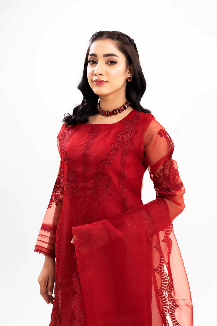 Festive Collection- 2PC EMBROIDERED ORGANZA SHIRT WITH EMBROIDERED DUPATTA