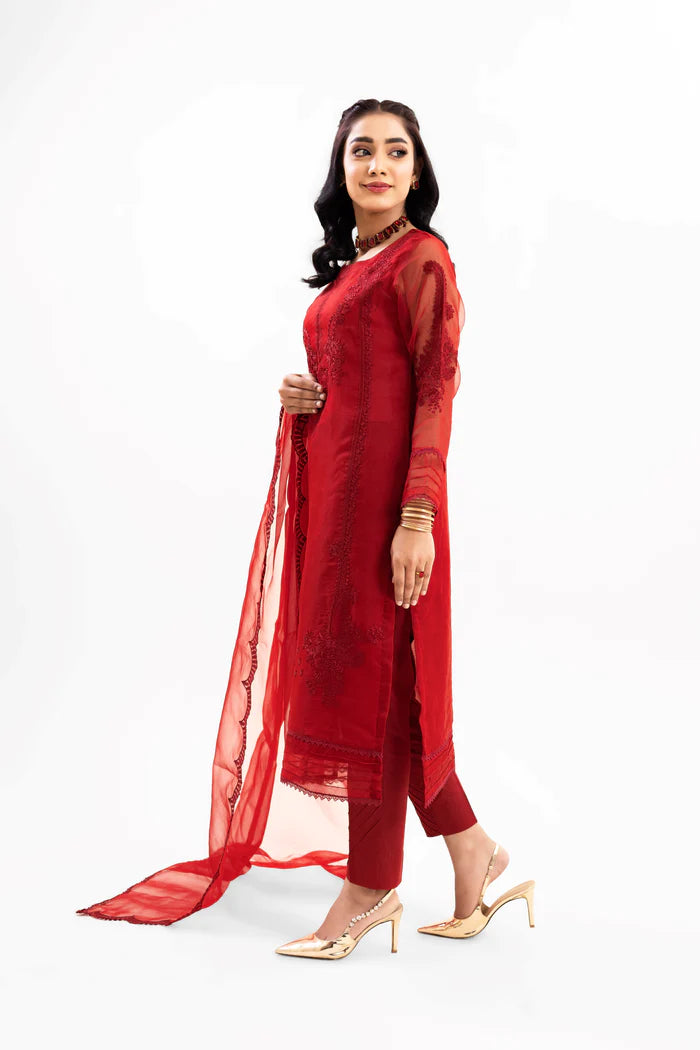 Festive Collection- 2PC EMBROIDERED ORGANZA SHIRT WITH EMBROIDERED DUPATTA