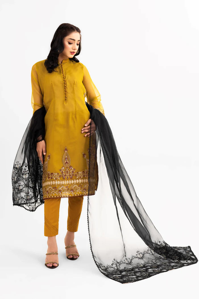 3PC HEAVY EMBROIDERED ORGANZA SHIRT WITH ORGANZA EMBROIDERED DUPATTA & TROUSER