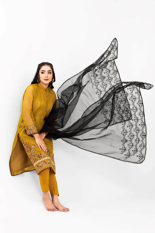 3PC HEAVY EMBROIDERED ORGANZA SHIRT WITH ORGANZA EMBROIDERED DUPATTA & TROUSER