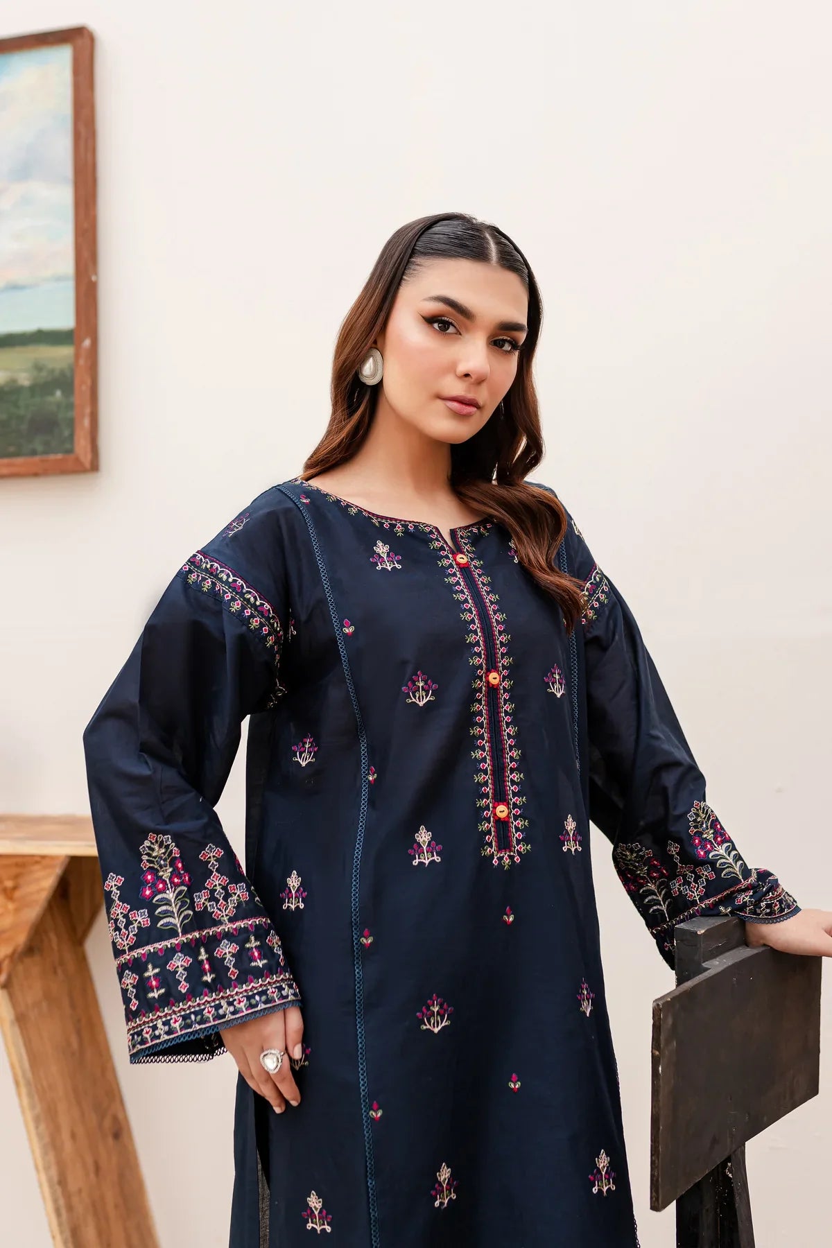 ZINCO FULLY EMBROIDERED STITCHED DRESS