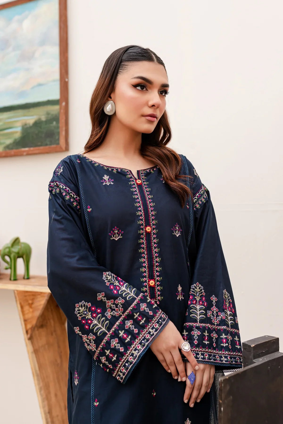 ZINCO FULLY EMBROIDERED STITCHED DRESS