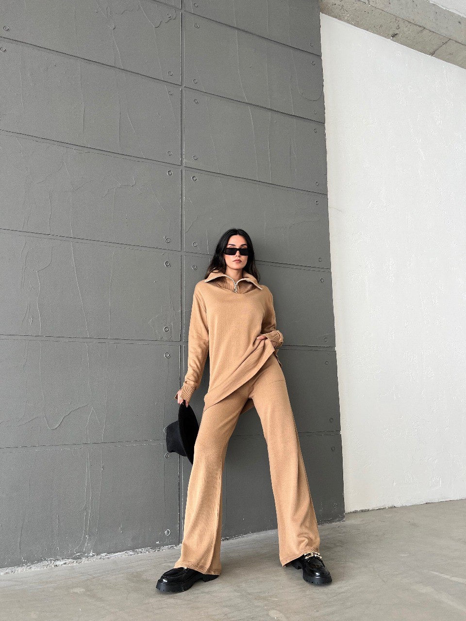 Camel Brown Sweater Knit Co ord Set