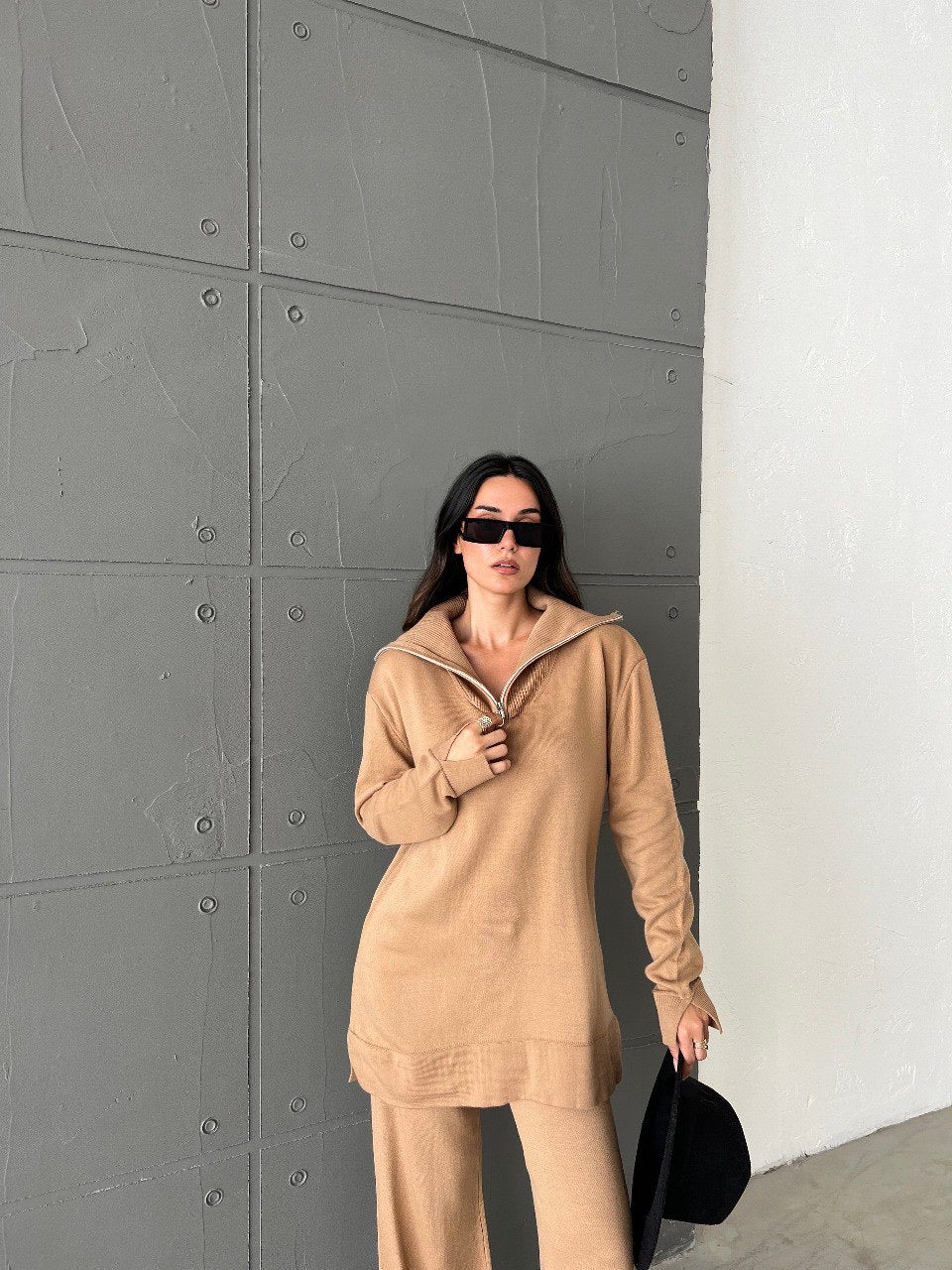 Camel Brown Sweater Knit Co ord Set